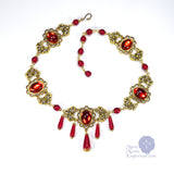 red Edwardian necklace antique gold Xanthe