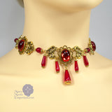 red Edwardian necklace antique gold Xanthe
