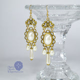 pearl Renaissance earrings antique gold Xanthe