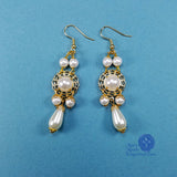 Lady Aurora Earrings with gold filigree and pearls
