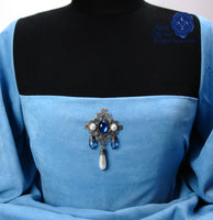 Beatrice blue renaissance brooch pin bronze