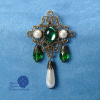 Beatrice green renaissance brooch pin bronze