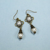bianca gonzaga drop pearl earrings renaissance bronze
