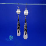 Renaissance teardrop pearl earrings silver Caterina Sforza