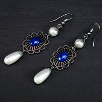 pearl Renaissance earrings silver blue lapis Mistress Corrina
