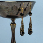 black crystal renaissance earrings bronze metal Elina