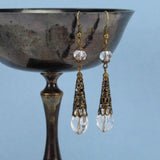 clear crystal renaissance earrings bronze Elina
