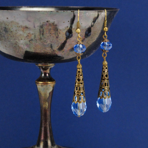 light blue earrings crystal renaissance bronze Elina