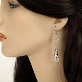 clear crystal renaissance earrings silver Elina