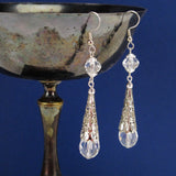 clear crystal renaissance earrings silver Elina
