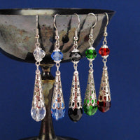 crystal renaissance earrings silver metal Elina