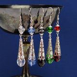 crystal renaissance earrings silver metal Elina