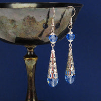 light blue earrings crystal renaissance bronze Elina