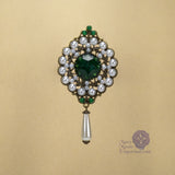 Lady Emelia renaissance brooch pin with emerald and pearl gems
