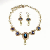 pearl Renaissance Necklace set purple Lady Isadora