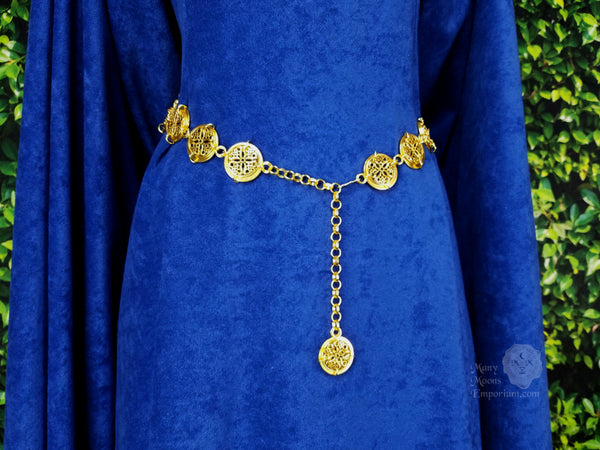 Chain belt - Metal, gold & blue — Fashion