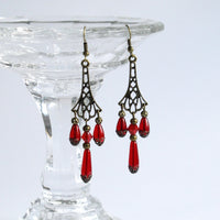 Red Victorian Earrings Milady Lorelle