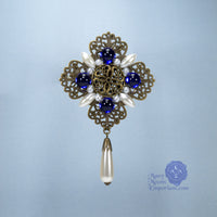 bronze renaissance blue brooch pin Duchess Lorraine