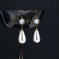 pearl teardrop earrings Renaissance wedding bronze Princess Louise