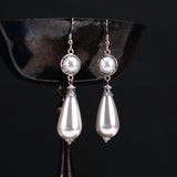Renaissance wedding large pearl earrings silver Princess Louise