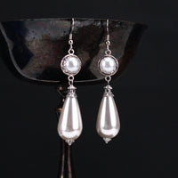 pearl teardrop earrings Renaissance wedding silver Princess Louise