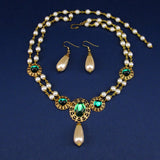 Green Renaissance wedding necklace gold Milady Pauline