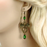 emerald green dragon earrings Lady Pendragon