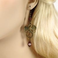 amethyst dragon earrings antique bronze Lady Pendragon