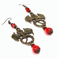 crystal red dragon earrings Lady Pendragon