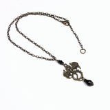 black crystal medieval dragon necklace bronze Pendragon
