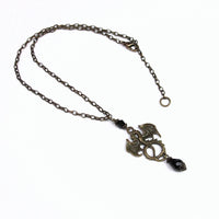 black crystal dragon necklace bronze Pendragon