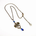 blue crystal dragon fantasy necklace bronze Pendragon