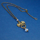 clear crystal dragon fantasy necklace bronze Pendragon