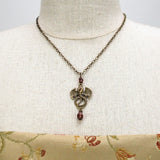 purple crystal dragon necklace bronze Pendragon