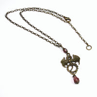 purple crystal dragon fantasy necklace bronze Pendragon