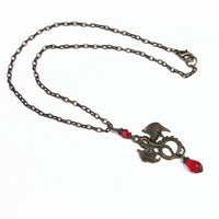 red crystal dragon necklace bronze Pendragon