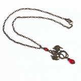 red crystal dragon fantasy necklace bronze Pendragon