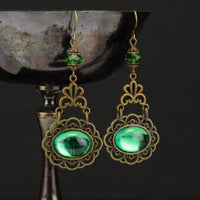 green renaissance earrings bronze questa