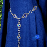 ladies renaissance girdle belt silver & blue Questa
