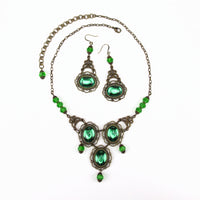 green jeweled renaissance necklace bronze Questa