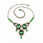 green jeweled renaissance necklace bronze Questa