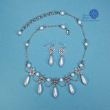 Celtic pearl drop necklace silver Lady Quillan Renaissance