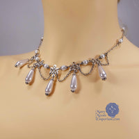 pearl teardrop necklace silver Lady Quillan Renaissance