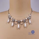 Celtic pearl teardrop necklace silver Lady Quillan Renaissance
