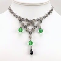 silver celtic necklace set green Torrin