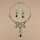 silver celtic necklace set green Torrin