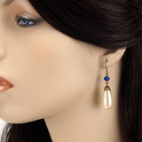 pearl victorian earrings blue crystal bronze Signora Verena