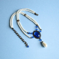 sapphire and pearl Victorian necklace in antique bronze Verena