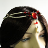 pearl Renaissance headpiece red crystal silver Signora Verena