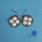 white princess queen elizabeth pearl earrings bronze